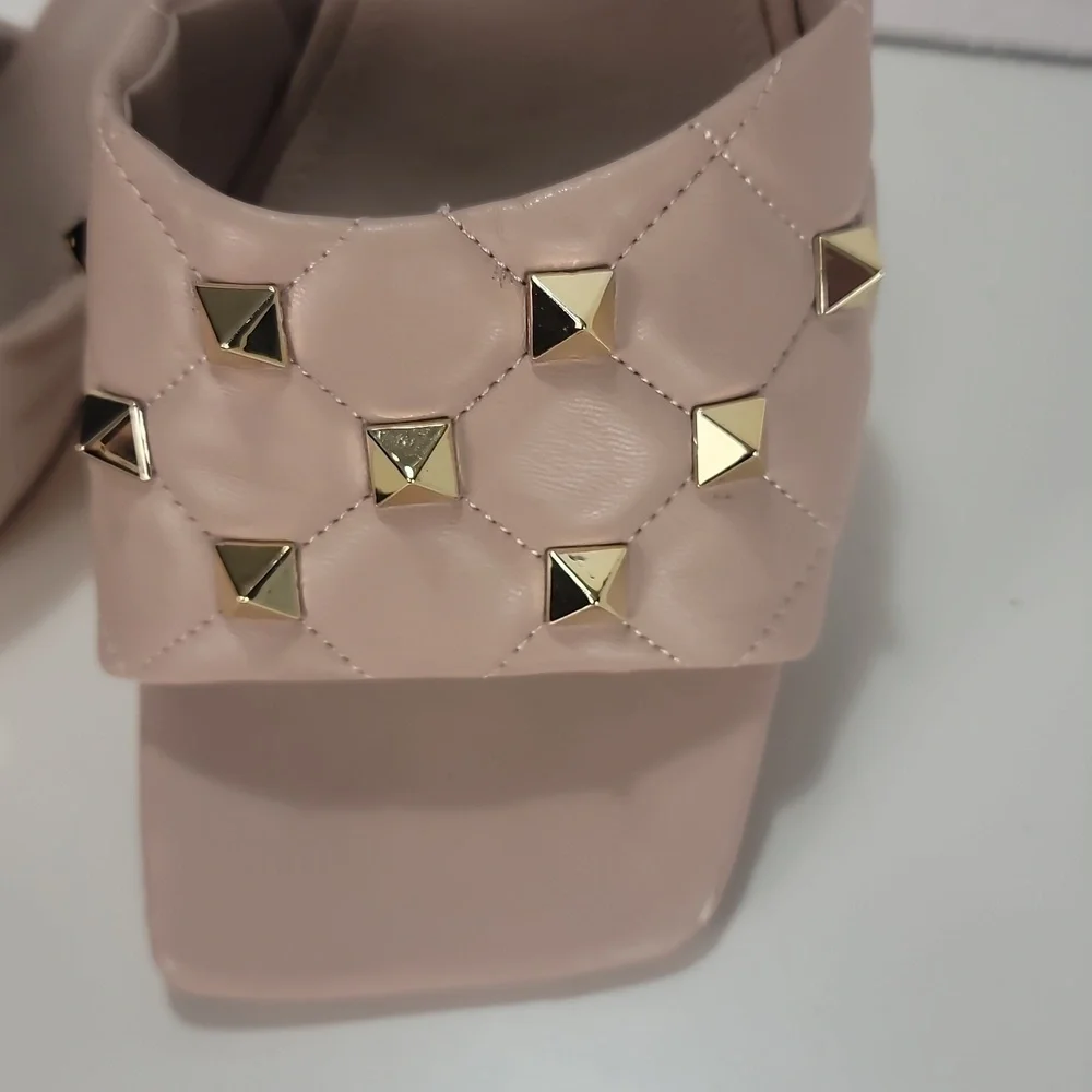 Marc Fisher Dacorin Quilted Studded Pink Heels